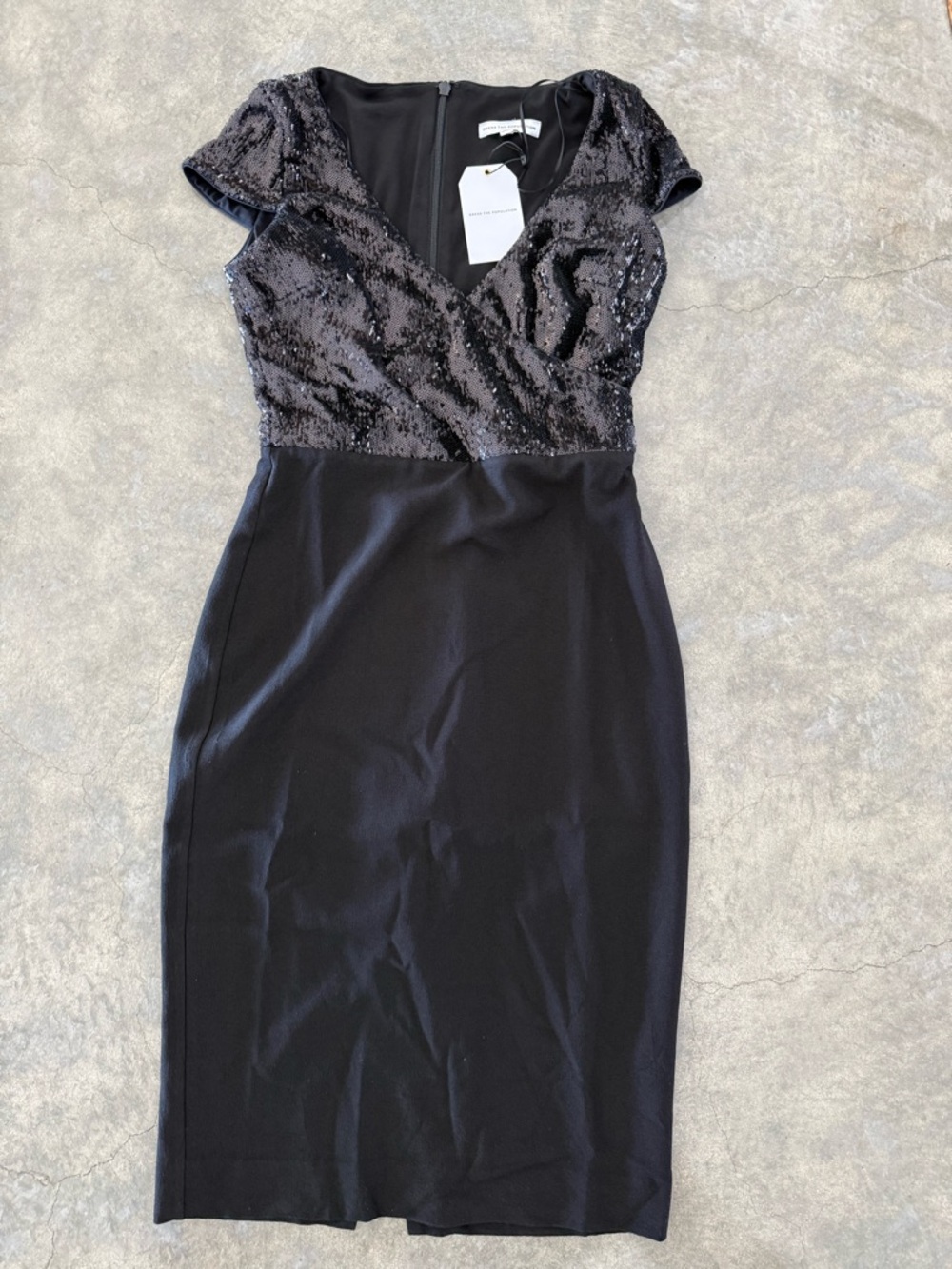Dress the Population Black Sequin Bodice Midi Dress